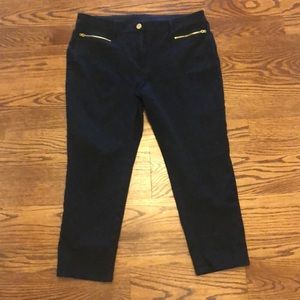 Chico's Black Cropped Pants with Gold Zip Details